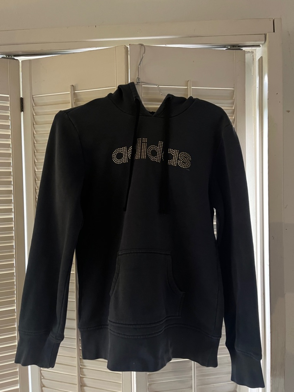 adidas Black Hoodie with Studded Logo